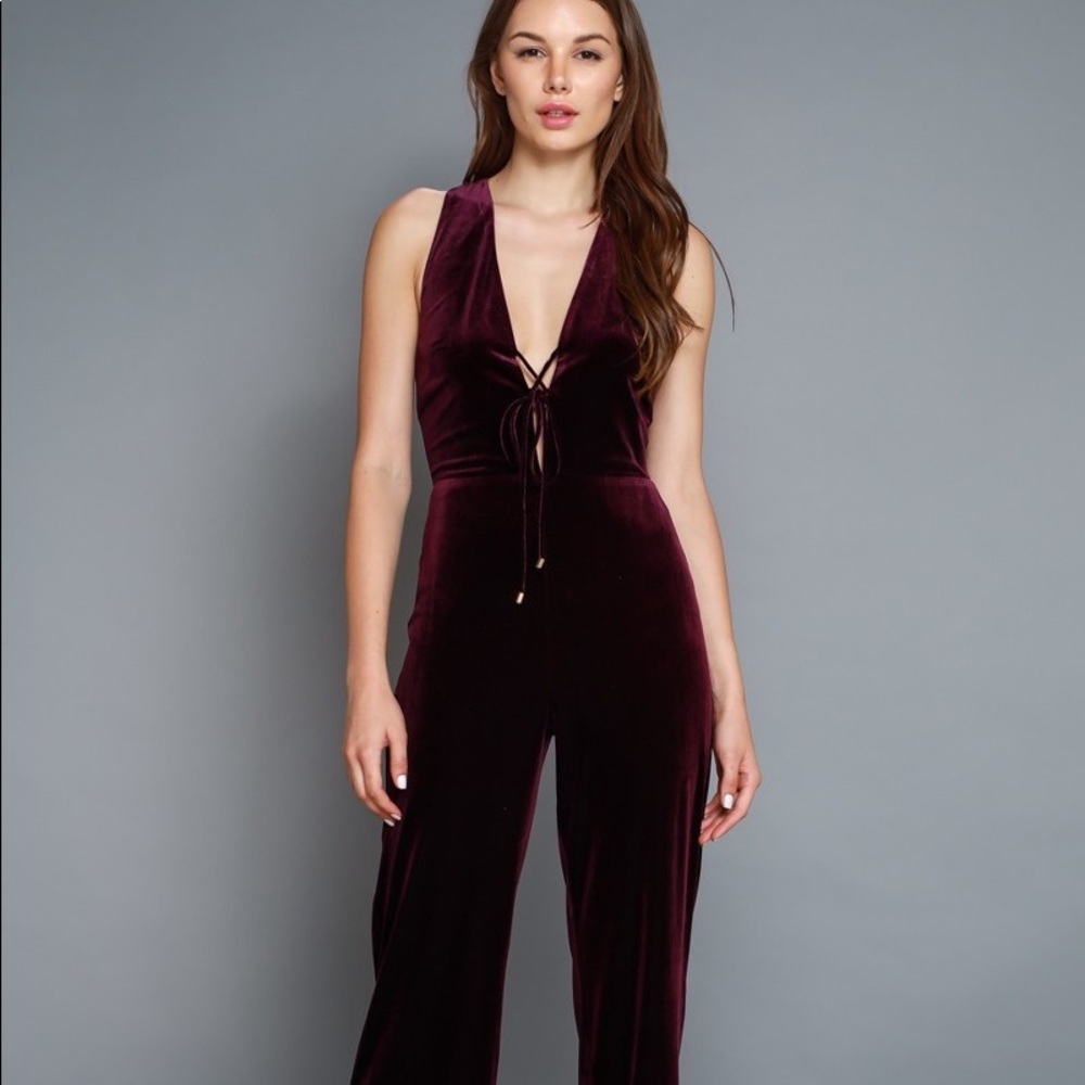 Velvet Jumpsuit with an open back